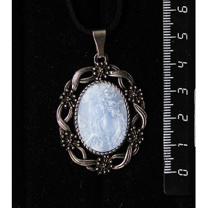 Кулон из крафтовой смолы, цвет голубой, кабошон "камея", овал 25х18мм, "торжество"