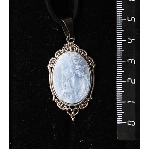 Кулон из крафтовой смолы, цвет голубой, кабошон "камея", овал 25х18мм, "медальон"