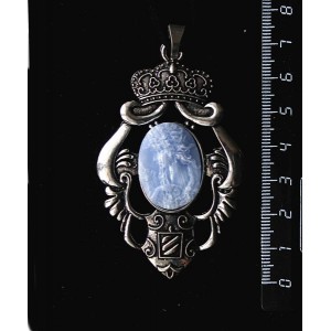 Кулон из крафтовой смолы, цвет голубой, кабошон "камея", овал 25х18мм, "императрица"