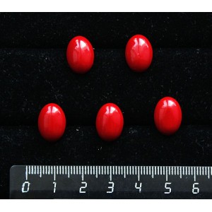 Коралл красный (иск.), кабошон овал 14х10мм