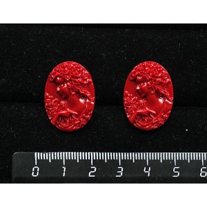 Крафтовая смола, цвет красный, кабошон "камея", овал 18*25*4мм