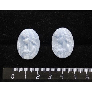 Крафтовая смола, цвет голубой, кабошон "камея", овал 18*25*4мм