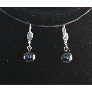 Серьги из агата черного, шарик 10мм, огранка