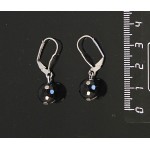 Серьги из агата черного, шарик 10мм, огранка