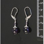 Серьги из агата фиолетового (тонировка), шапочка "ромашка", шарик 10мм