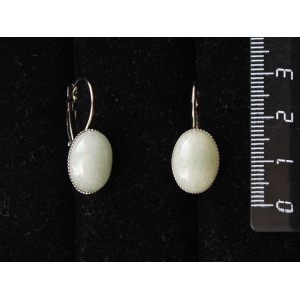 Cерьги из авантюрина зеленого, овал 14х10мм, замок петелька