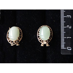 Серьги из авантюрина зеленого, "греческие", 14х10мм, замок гвоздик+лапка