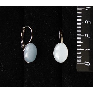 Cерьги из кварца тонированного, цвет аквамарин, овал 14х10мм, замок петелька