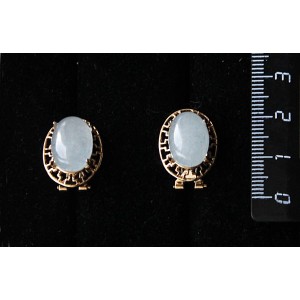 Серьги из кварца тонированного, цвет аквамарин, "греческие", 14х10мм, замок гвоздик+лапка