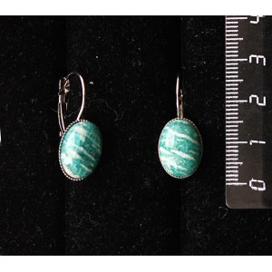 Cерьги из амазонита, овал 14х10мм, замок петелька