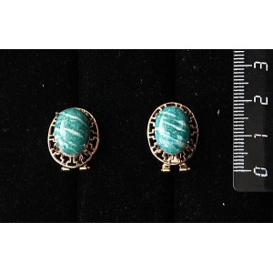 Серьги из амазонита, "греческие", 14х10мм, замок гвоздик+лапка