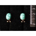 Серьги из амазонита, овал 14х10мм, замок гвоздик+лапка