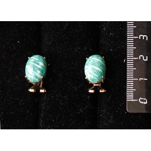 Серьги из амазонита, овал 14х10мм, замок гвоздик+лапка