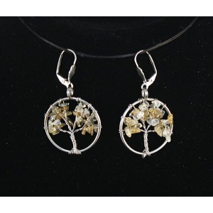Серьги "Дерево счастья" с цитрином 28*35мм