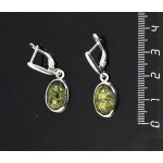 C925 Серьги 5.6г со змеевиком (нат. баженовский), овал 14х10мм