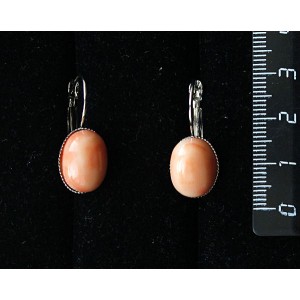Cерьги из коралла оранжевого (иск.), овал 14х10мм, замок петелька