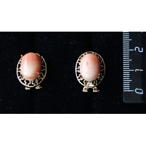 Серьги из коралла оранжевого (иск.), "греческие", 14х10мм, замок гвоздик+лапка