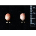 Серьги из коралла оранжевого (иск.), овал 14х10мм, замок гвоздик+лапка