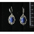 Серьги из лазурита синего, "принцесса", овал 14х10мм, швензы посеребрение