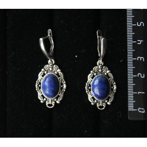 Серьги из лазурита синего, "принцесса", овал 14х10мм, швензы посеребрение