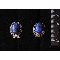 Серьги из лазурита синего, "греческие", 14х10мм, замок гвоздик+лапка