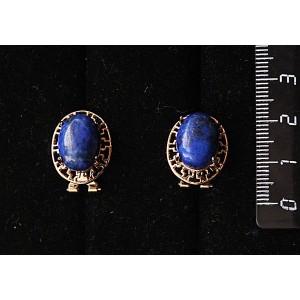 Серьги из лазурита синего, "греческие", 14х10мм, замок гвоздик+лапка