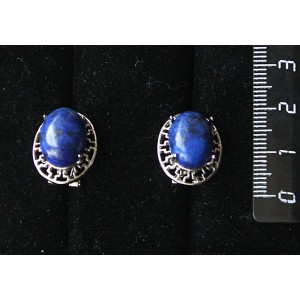 Серьги из лазурита синего, "греческие", родиум, 14х10мм, замок гвоздик+лапка