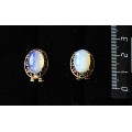 Серьги из опала (иск.), "греческие", 14х10мм, замок гвоздик+лапка