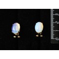 Серьги из опала (иск.), овал 14х10мм, замок гвоздик+лапка