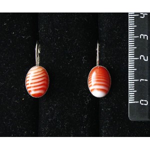 Cерьги из cердолика полосатого, овал 14х10мм, замок петелька