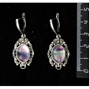 Серьги из флюорита, "принцесса", овал 14х10мм, швензы посеребрение