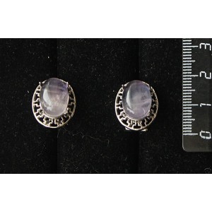 Серьги из флюорита, "греческие", родиум, 14х10мм, замок гвоздик+лапка