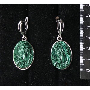 Серьги из крафтовой смолы, цвет темно-зеленый, простой овал 25х18мм, швензы посеребрение