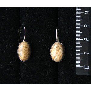 Cерьги из яшмы песочной, овал 14х10мм, замок петелька