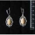 Серьги из яшмы песочной, "принцесса", овал 14х10мм, швензы посеребрение