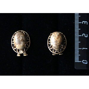 Серьги из яшмы песочной, "греческие", 14х10мм, замок гвоздик+лапка