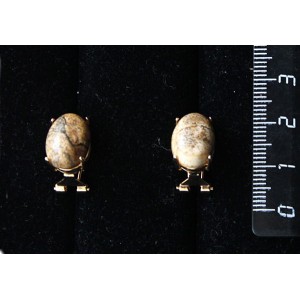 Серьги из яшмы песочной, овал 14х10мм, замок гвоздик+лапка