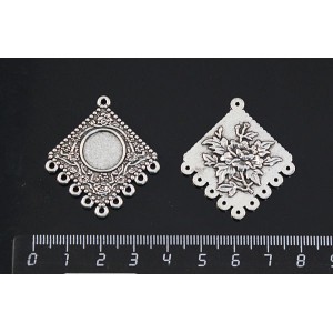 Основа для кулона двусторонняя "роза", коннектор 9+1 петля, сеттинг круг 12 мм