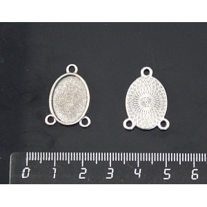 Основа для кулона, коннектор 3 петли, сеттинг овал 18х13мм