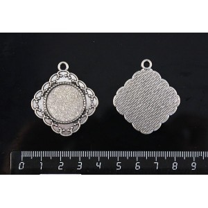 Основа для кулона "квадрат 30мм", сеттинг круг 20мм