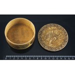 Шкатулка береста круглая "Медведица с медвежонком" 80х35мм