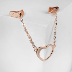 Зажим для кардигана "Сердечко" на цепочках, цвет золото