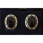 C830 Серьги позолота из оникса черного "греческие"