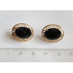 C830 Серьги позолота из оникса черного "греческие"