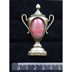 Брошь из халцедона розового,"кубок", овал 25х18мм