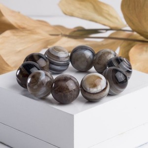 Браслет шар №18 агат черный