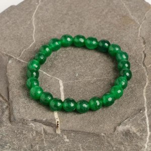 Браслет шар №8 гранёный агат зеленый (тонировка)