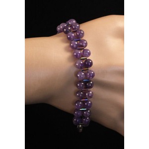 Браслет из аметиста со стеклярусами, шарик 6мм
