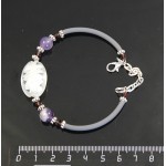 Браслет на струнке из аметиста и белого муранского стекла