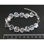 Браслет из горного хрусталя, многогранник 12мм, на застежке с цепочкой